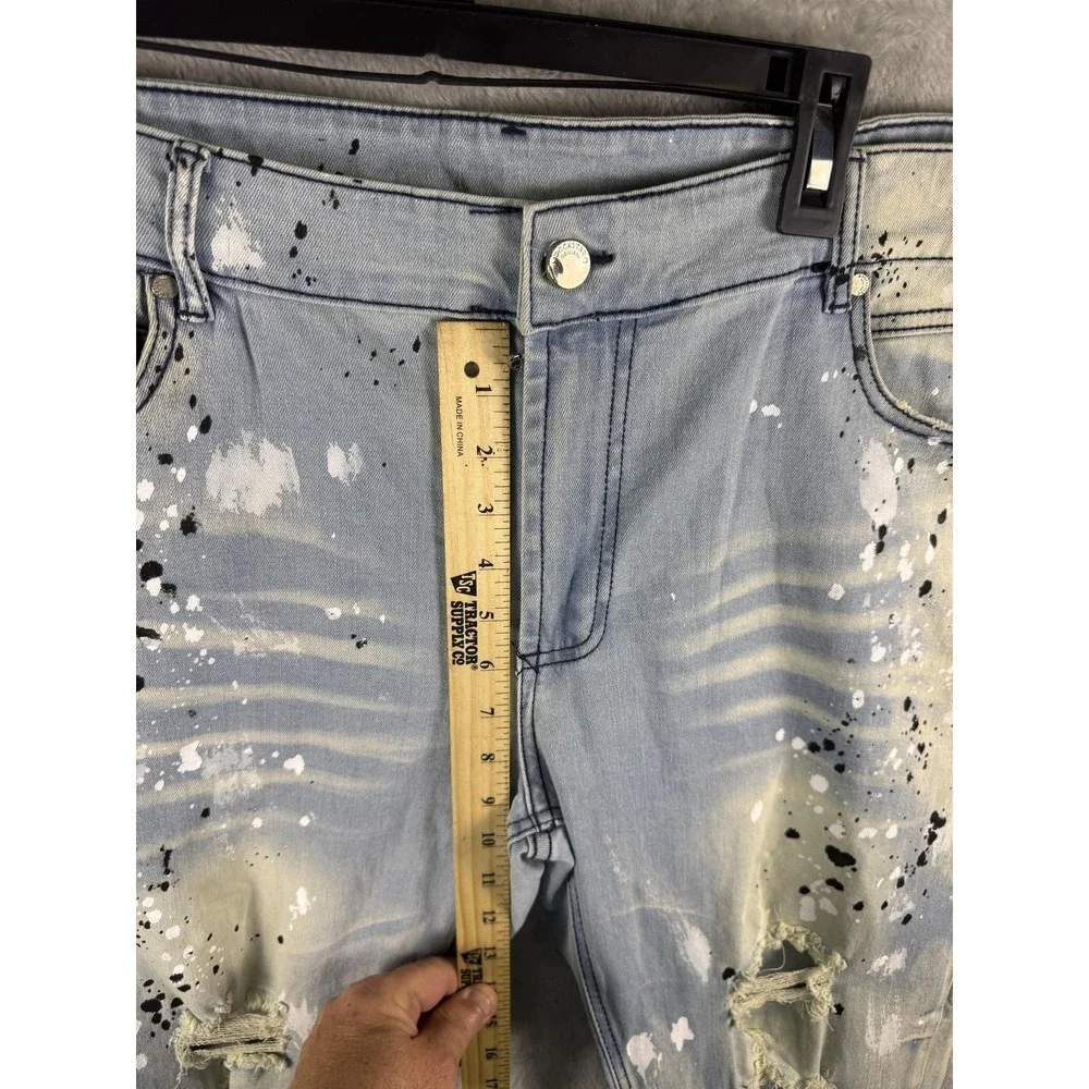 Rockstar Original Jeans Mens 40x30 Blue Distressed Skinny Denim RSM200-FABIAN
